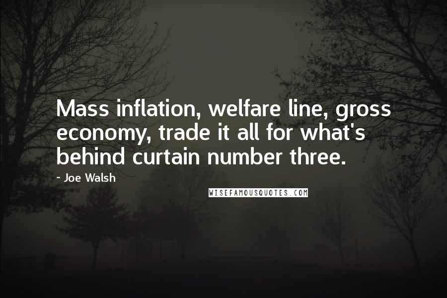 Joe Walsh Quotes: Mass inflation, welfare line, gross economy, trade it all for what's behind curtain number three.