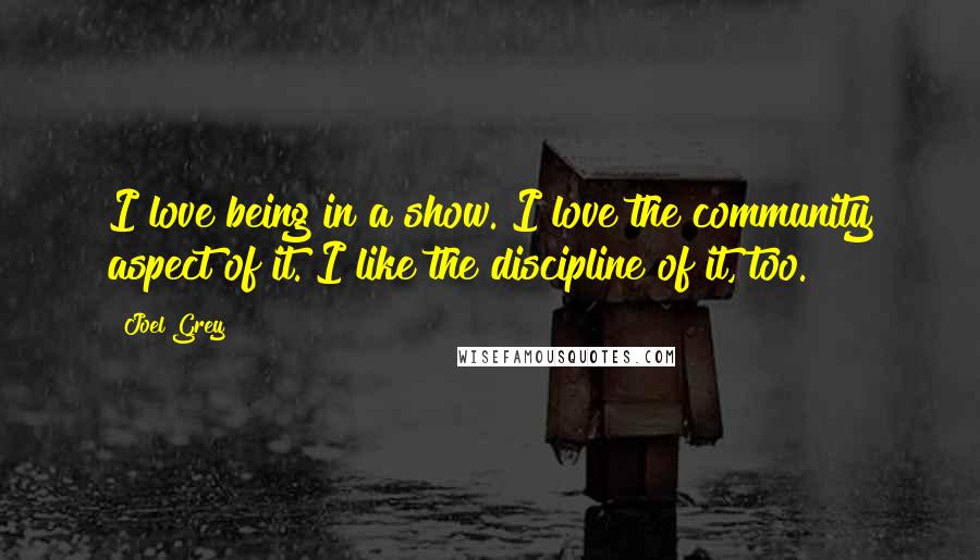 Joel Grey Quotes: I love being in a show. I love the community aspect of it. I like the discipline of it, too.