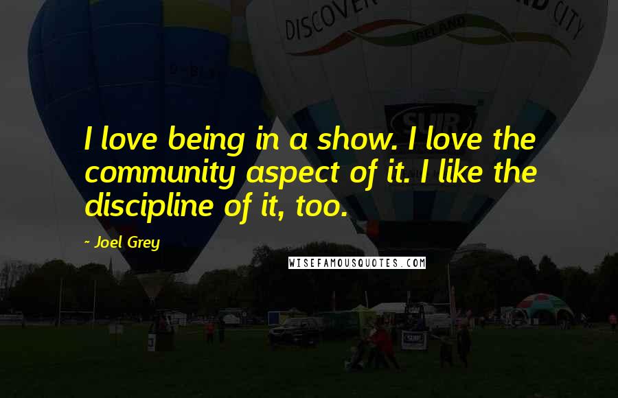 Joel Grey Quotes: I love being in a show. I love the community aspect of it. I like the discipline of it, too.