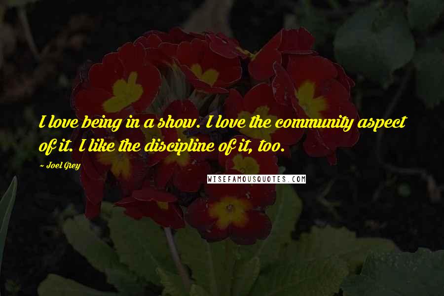 Joel Grey Quotes: I love being in a show. I love the community aspect of it. I like the discipline of it, too.