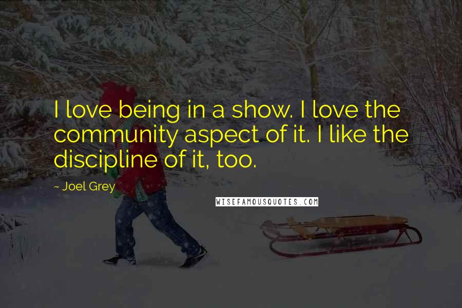 Joel Grey Quotes: I love being in a show. I love the community aspect of it. I like the discipline of it, too.