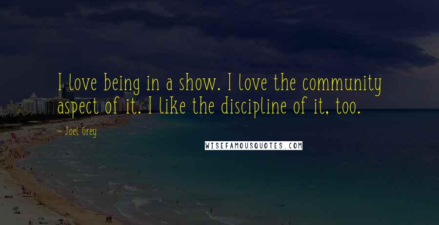 Joel Grey Quotes: I love being in a show. I love the community aspect of it. I like the discipline of it, too.