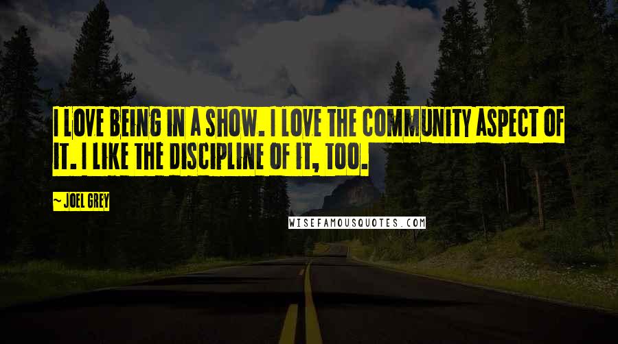 Joel Grey Quotes: I love being in a show. I love the community aspect of it. I like the discipline of it, too.
