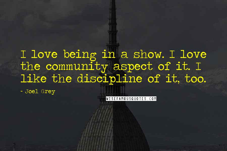 Joel Grey Quotes: I love being in a show. I love the community aspect of it. I like the discipline of it, too.