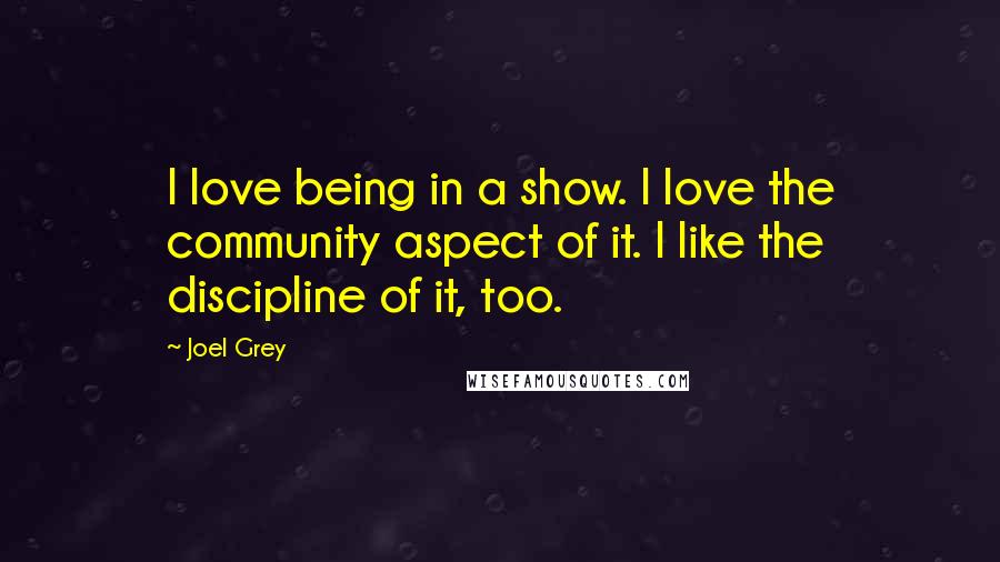 Joel Grey Quotes: I love being in a show. I love the community aspect of it. I like the discipline of it, too.