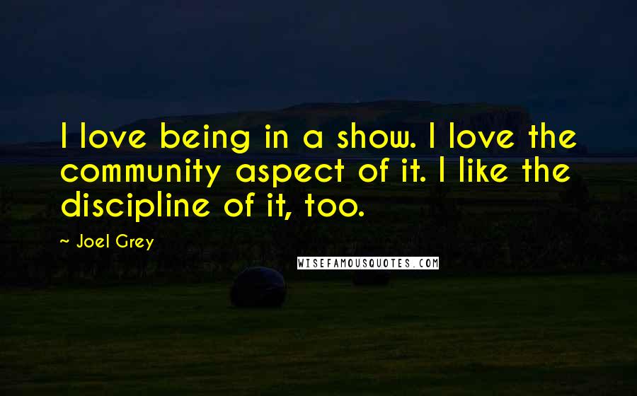 Joel Grey Quotes: I love being in a show. I love the community aspect of it. I like the discipline of it, too.