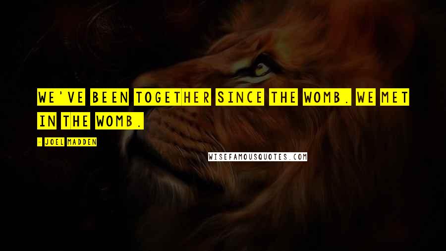 Joel Madden Quotes: We've been together since the womb. We met in the womb.