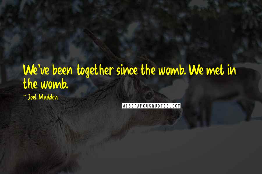 Joel Madden Quotes: We've been together since the womb. We met in the womb.