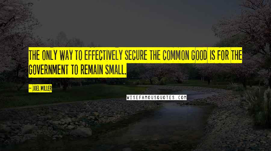 Joel Miller Quotes: The only way to effectively secure the common good is for the government to remain small.