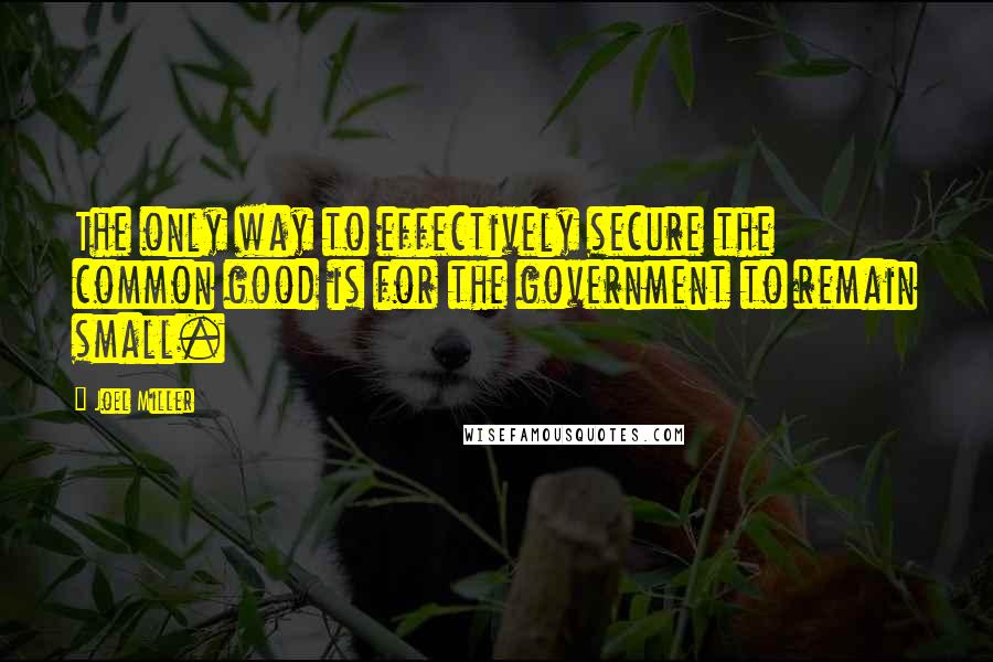 Joel Miller Quotes: The only way to effectively secure the common good is for the government to remain small.