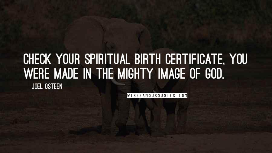 Joel Osteen Quotes: Check your spiritual birth certificate, you were made in the mighty image of God.