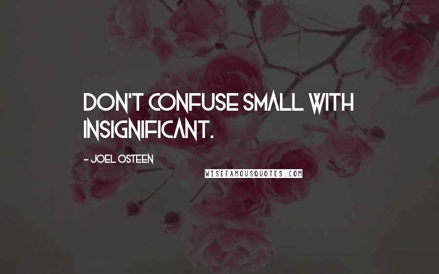 Joel Osteen Quotes: Don't confuse small with insignificant.