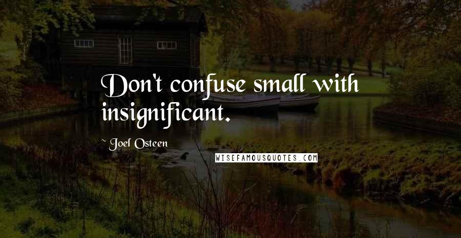 Joel Osteen Quotes: Don't confuse small with insignificant.