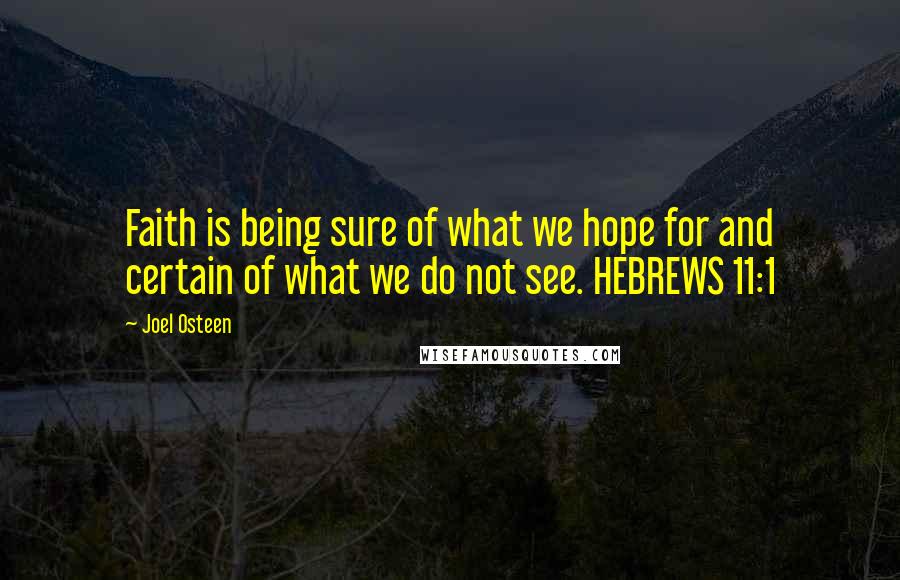 Joel Osteen Quotes: Faith is being sure of what we hope for and certain of what we do not see. HEBREWS 11:1