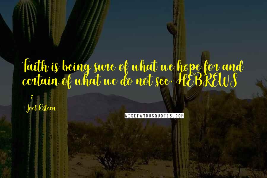 Joel Osteen Quotes: Faith is being sure of what we hope for and certain of what we do not see. HEBREWS 11:1