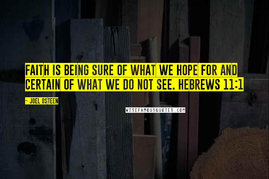 Joel Osteen Quotes: Faith is being sure of what we hope for and certain of what we do not see. HEBREWS 11:1