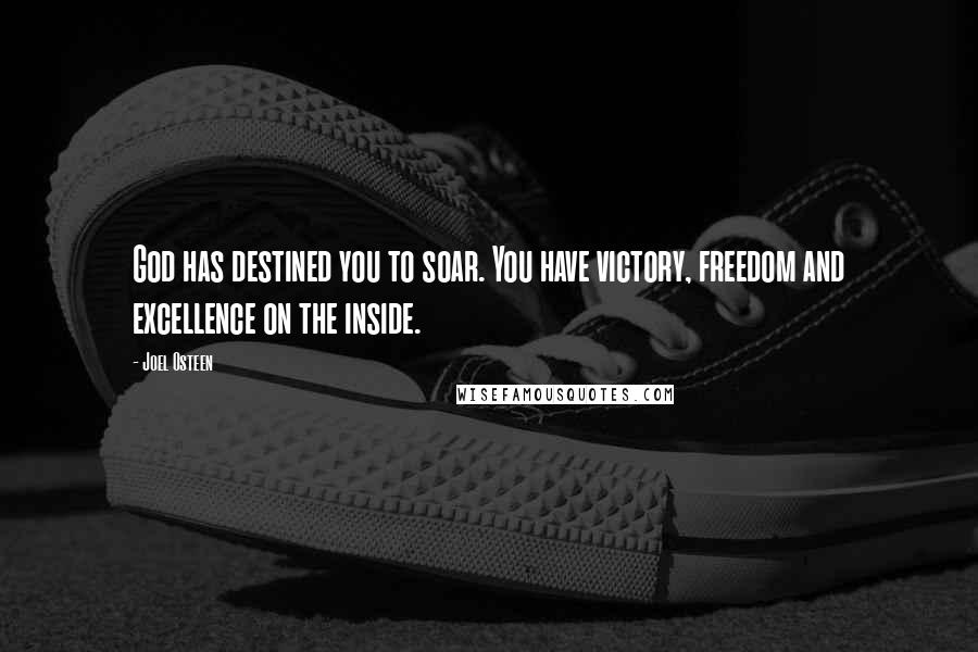 Joel Osteen Quotes: God has destined you to soar. You have victory, freedom and excellence on the inside.