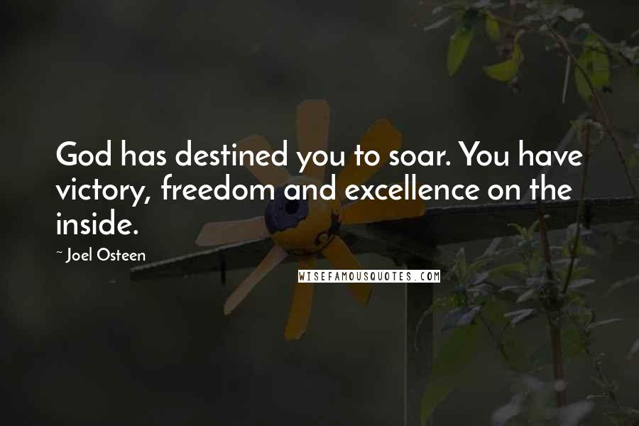 Joel Osteen Quotes: God has destined you to soar. You have victory, freedom and excellence on the inside.