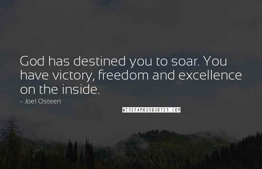 Joel Osteen Quotes: God has destined you to soar. You have victory, freedom and excellence on the inside.