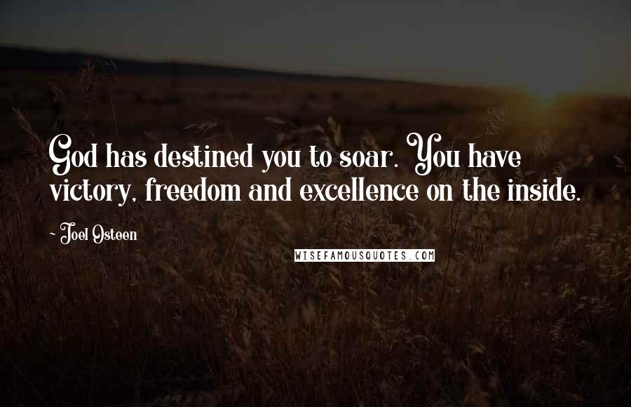 Joel Osteen Quotes: God has destined you to soar. You have victory, freedom and excellence on the inside.