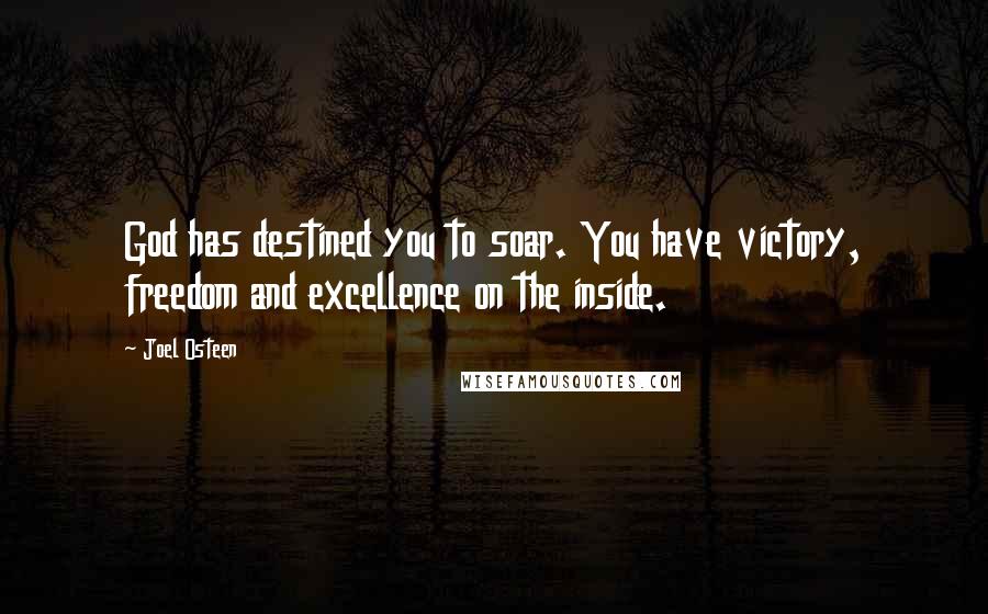 Joel Osteen Quotes: God has destined you to soar. You have victory, freedom and excellence on the inside.