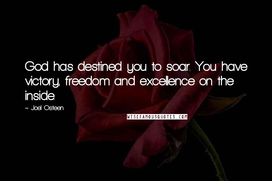 Joel Osteen Quotes: God has destined you to soar. You have victory, freedom and excellence on the inside.