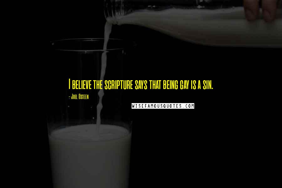 Joel Osteen Quotes: I believe the scripture says that being gay is a sin.