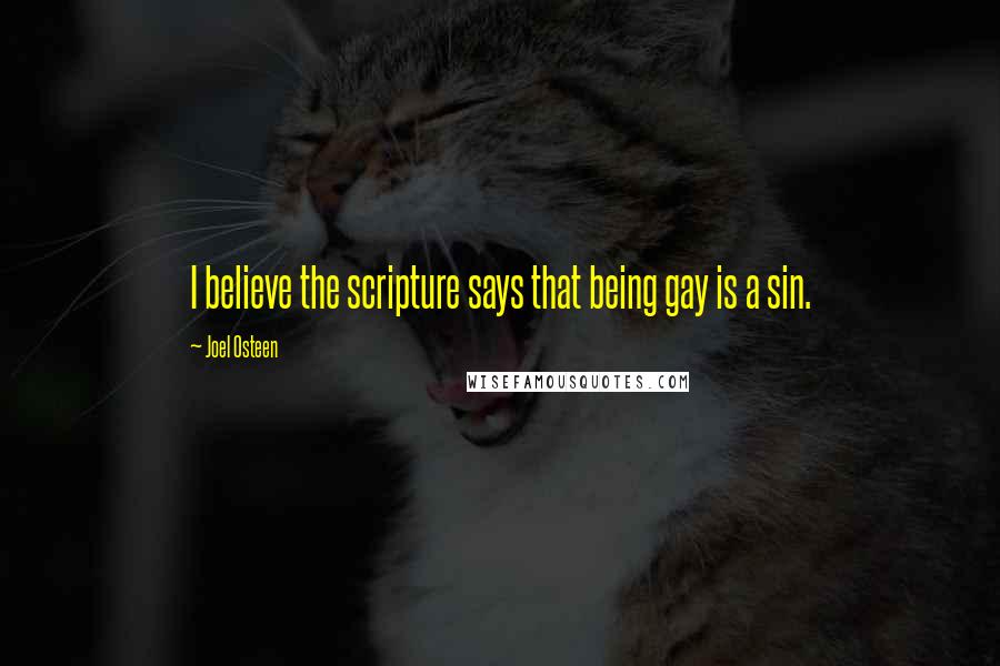 Joel Osteen Quotes: I believe the scripture says that being gay is a sin.