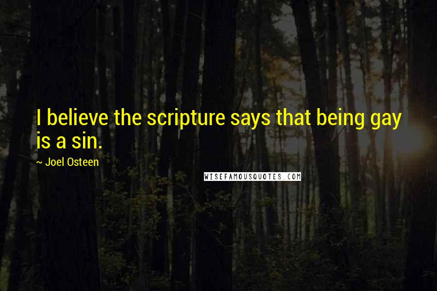 Joel Osteen Quotes: I believe the scripture says that being gay is a sin.