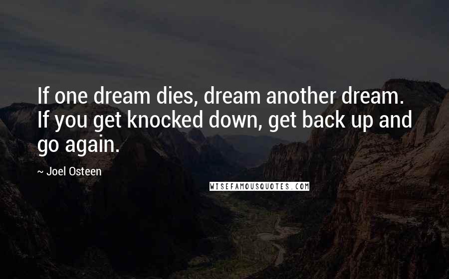 Joel Osteen Quotes: If one dream dies, dream another dream. If you get knocked down, get back up and go again.