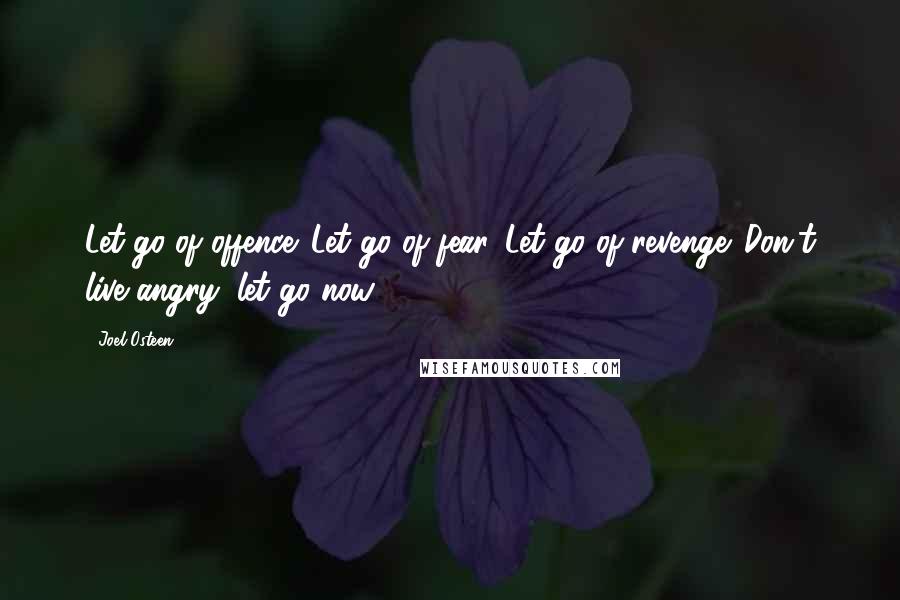 Joel Osteen Quotes: Let go of offence. Let go of fear. Let go of revenge. Don't live angry, let go now!