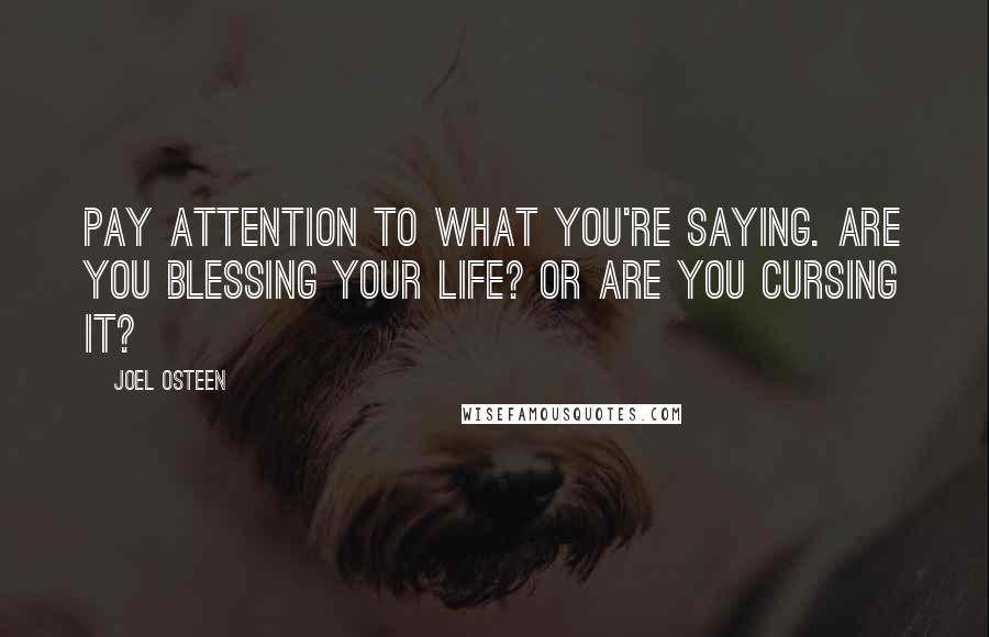 Joel Osteen Quotes: Pay attention to what you're saying. Are you blessing your life? Or are you cursing it?
