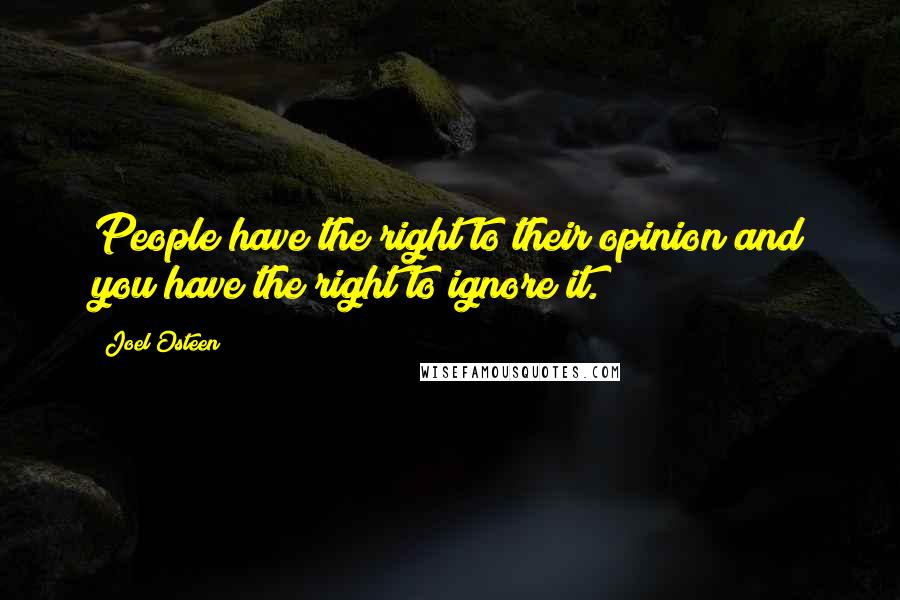 Joel Osteen Quotes: People have the right to their opinion and you have the right to ignore it.