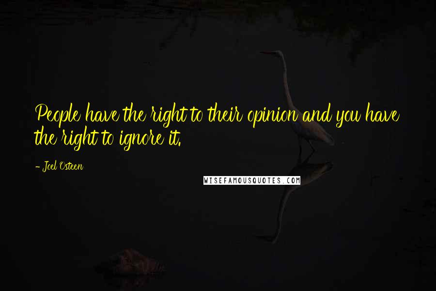 Joel Osteen Quotes: People have the right to their opinion and you have the right to ignore it.