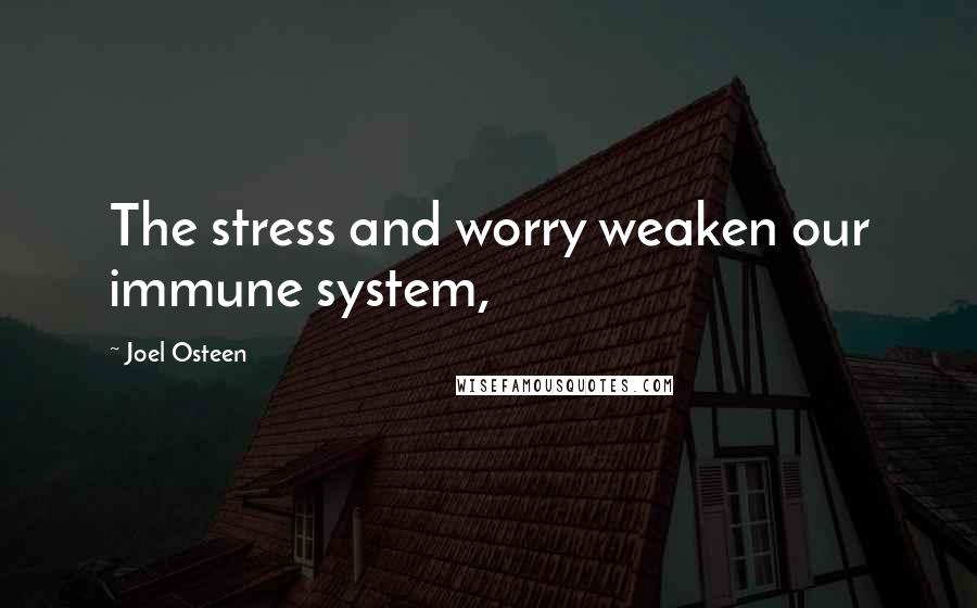 Joel Osteen Quotes: The stress and worry weaken our immune system,