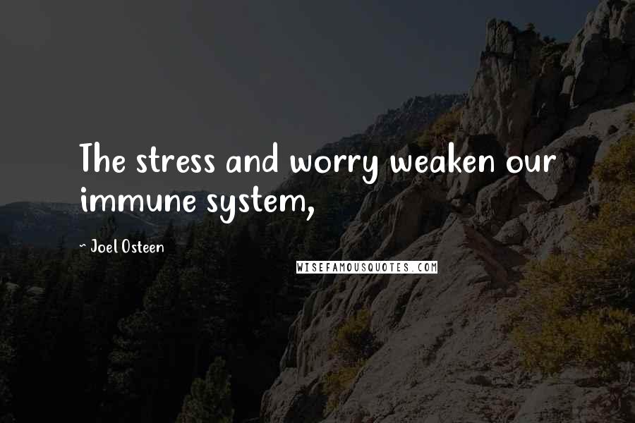 Joel Osteen Quotes: The stress and worry weaken our immune system,