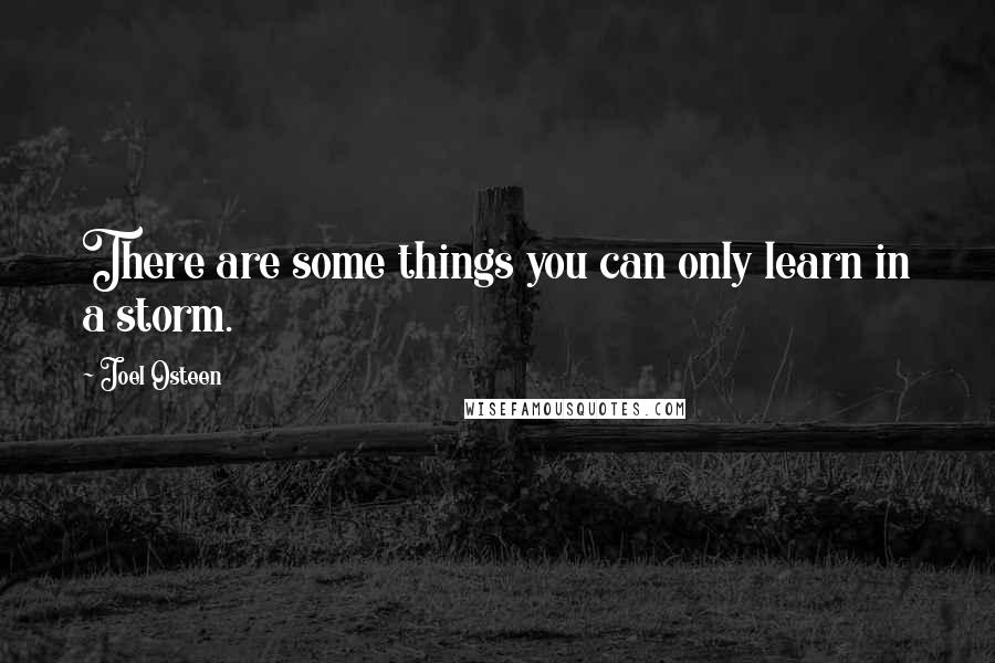 Joel Osteen Quotes: There are some things you can only learn in a storm.