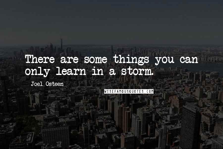 Joel Osteen Quotes: There are some things you can only learn in a storm.