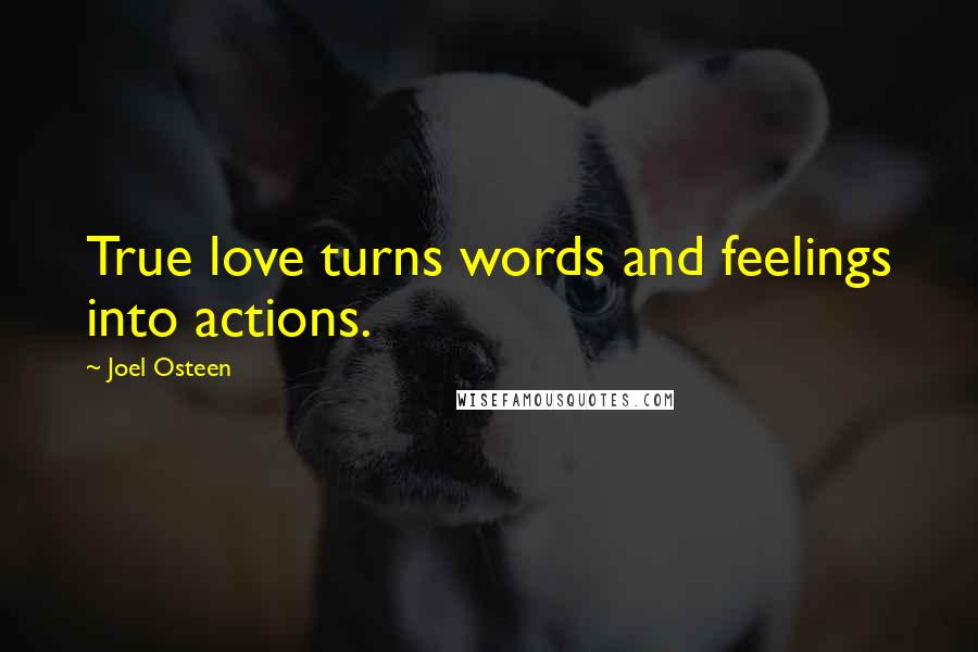 Joel Osteen Quotes: True love turns words and feelings into actions.