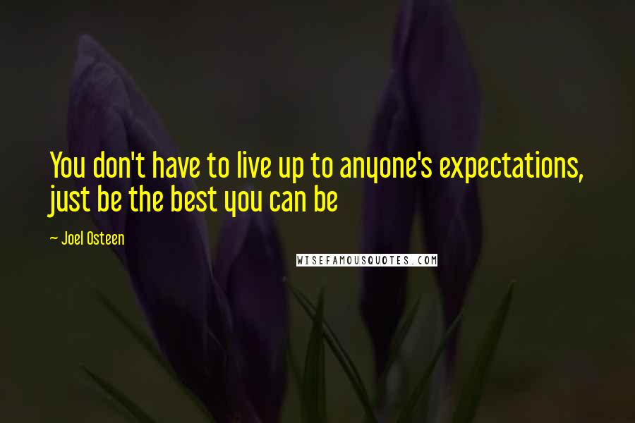 Joel Osteen Quotes: You don't have to live up to anyone's expectations, just be the best you can be