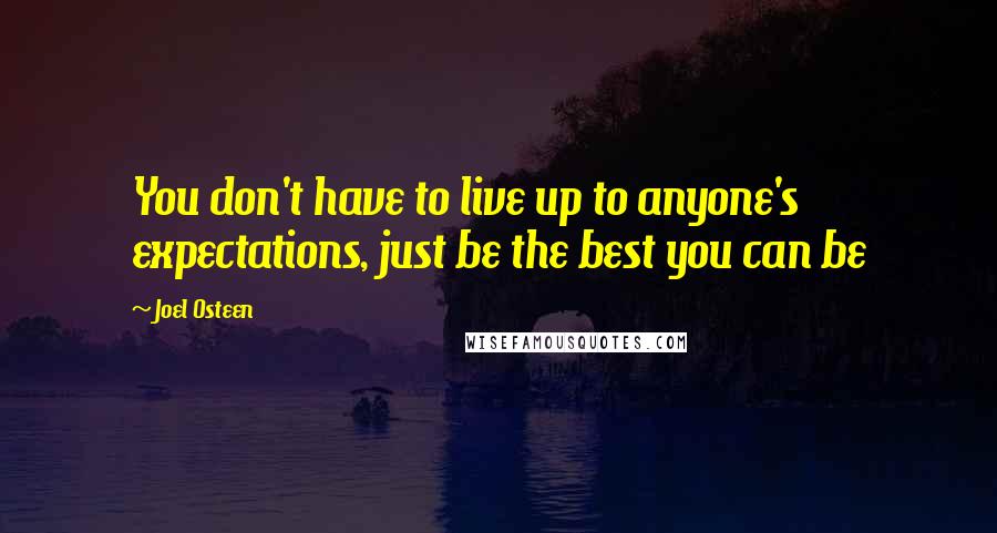 Joel Osteen Quotes: You don't have to live up to anyone's expectations, just be the best you can be