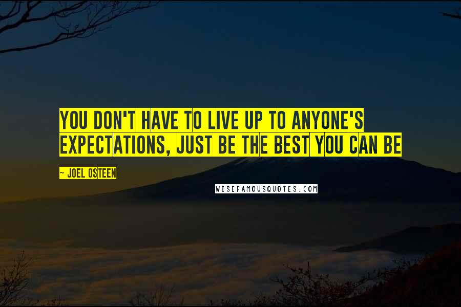 Joel Osteen Quotes: You don't have to live up to anyone's expectations, just be the best you can be