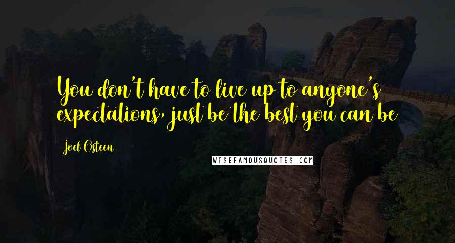 Joel Osteen Quotes: You don't have to live up to anyone's expectations, just be the best you can be