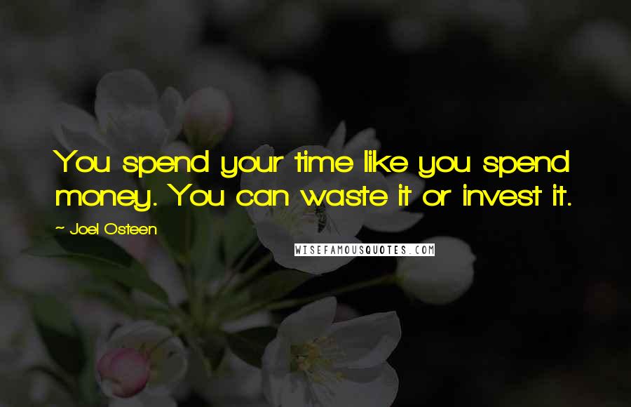 Joel Osteen Quotes: You spend your time like you spend money. You can waste it or invest it.