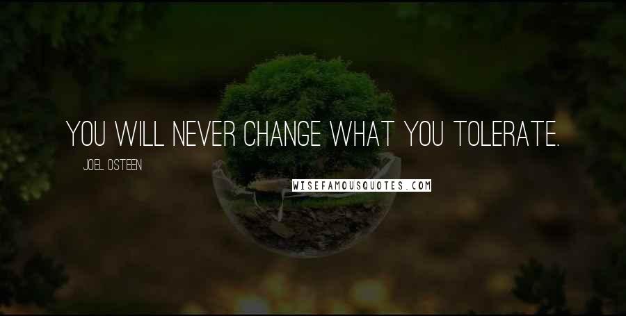 Joel Osteen Quotes: You will never change what you tolerate.