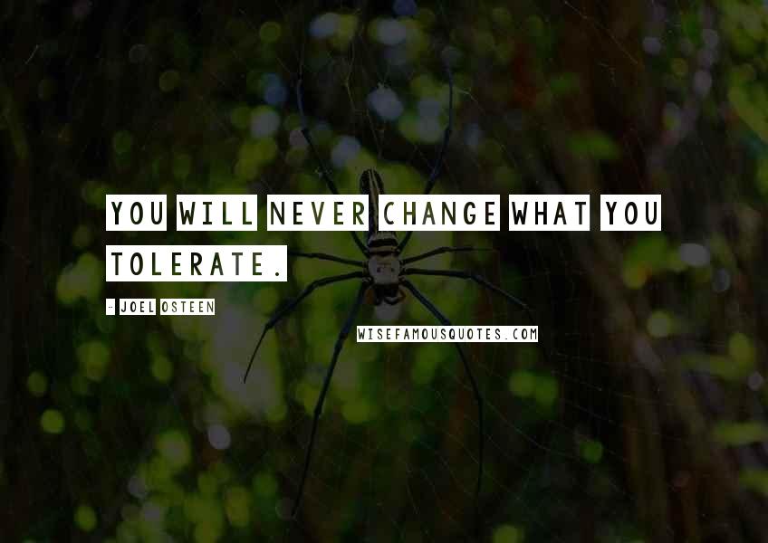 Joel Osteen Quotes: You will never change what you tolerate.