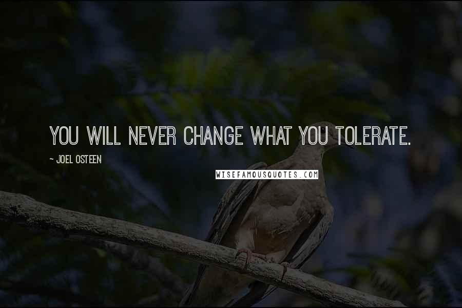 Joel Osteen Quotes: You will never change what you tolerate.