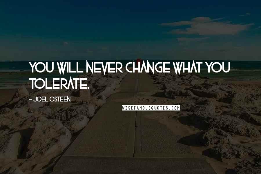 Joel Osteen Quotes: You will never change what you tolerate.