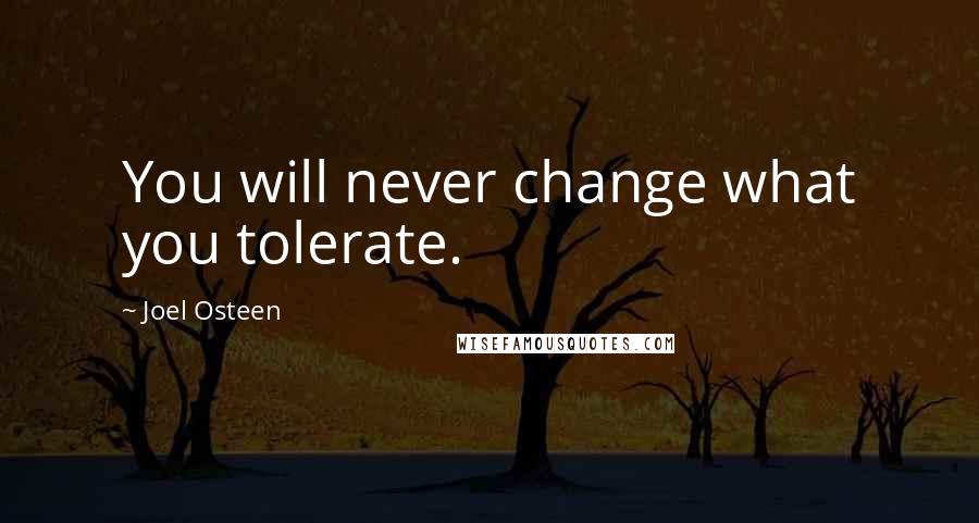 Joel Osteen Quotes: You will never change what you tolerate.