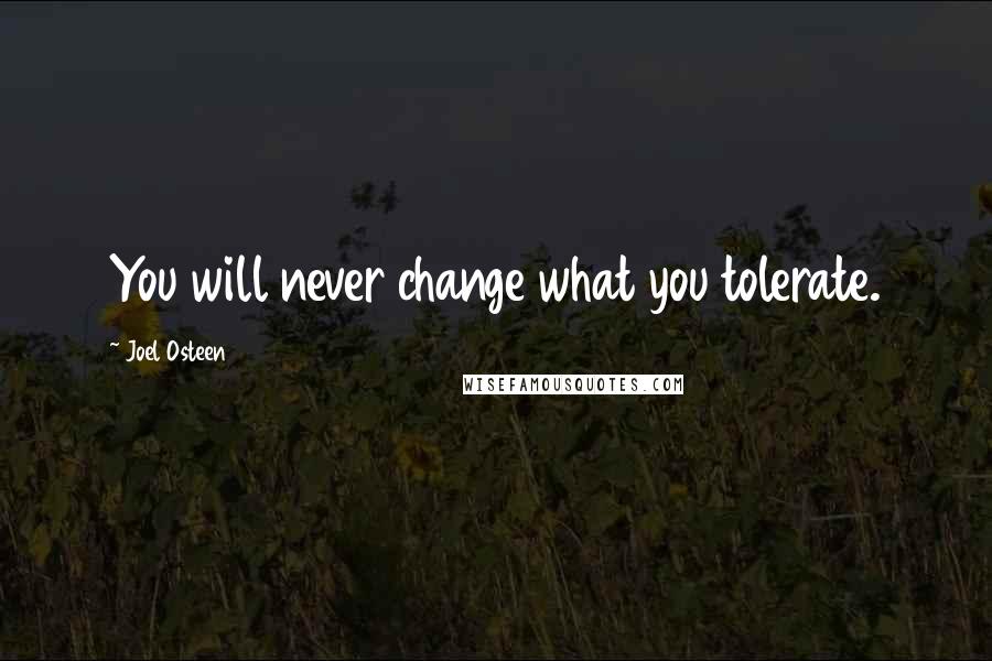 Joel Osteen Quotes: You will never change what you tolerate.